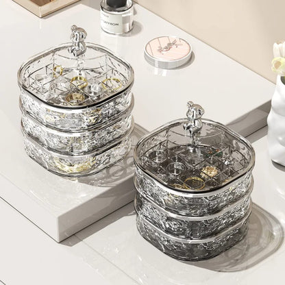 Rotating jewellery organizers.