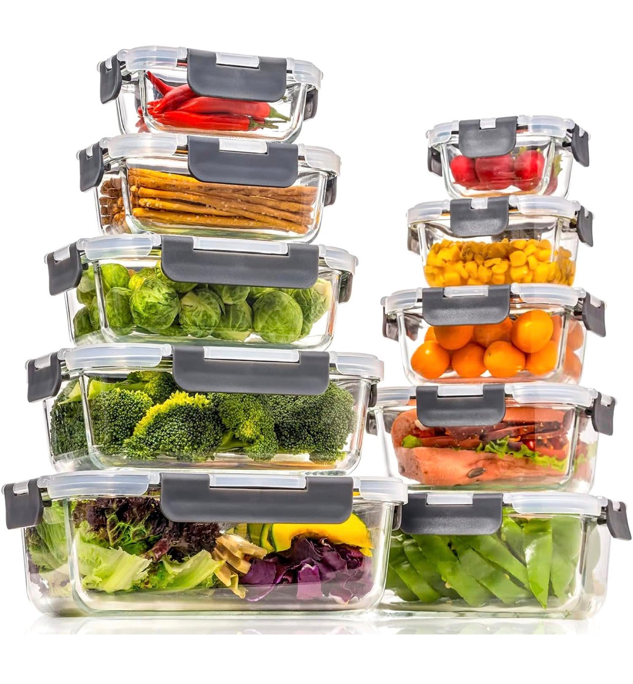 10 pcs set food grade glass storage containers