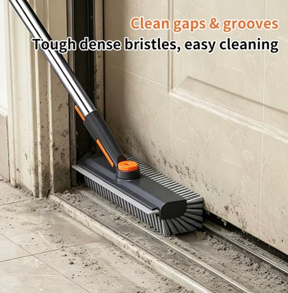 Premium Quality 3-in-1 Floor & Bathroom Cleaning Brush with Built-in Scraper/Squeegee & Clip