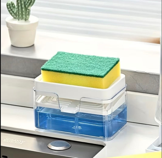 Creative kitchen sink drain soap dispenser with sponge