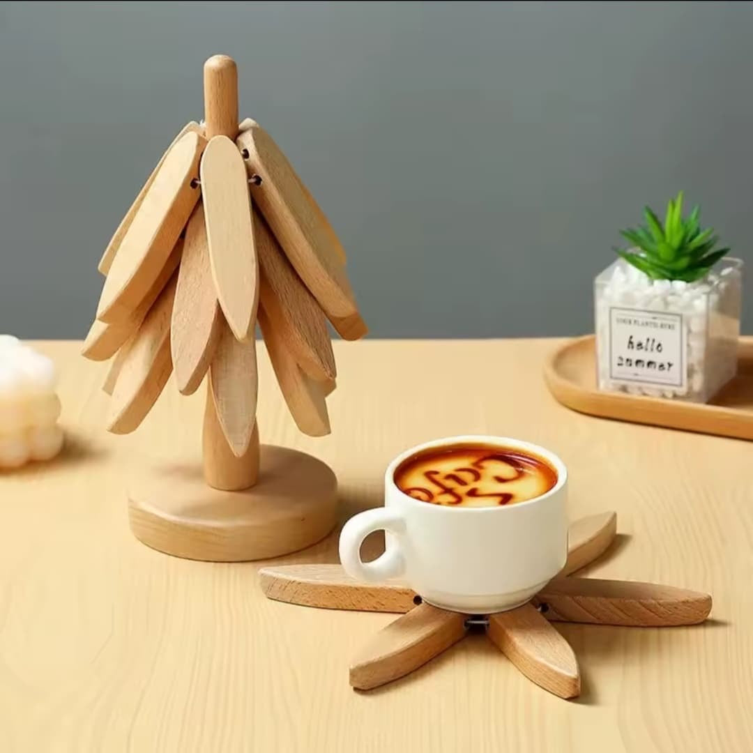 Heat resistant wooden tree shaped table/pot mat