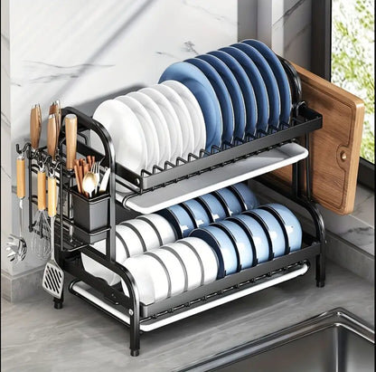 2 tier dish rack with cutlery holder & Chop Board Holder