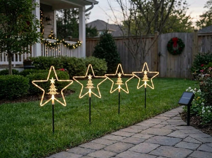 Solar Christmas Garden Pathway Lights 4pcs Set