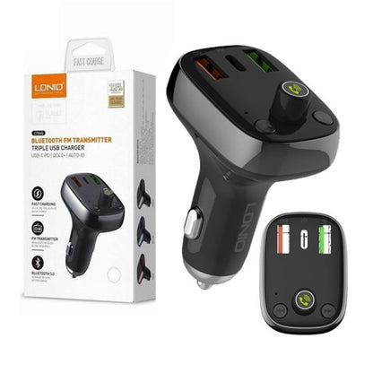 QUALITY CAR BLUETOOTH FM TRANSMITTER WITH TRIPPLE USB CAR CHARGER