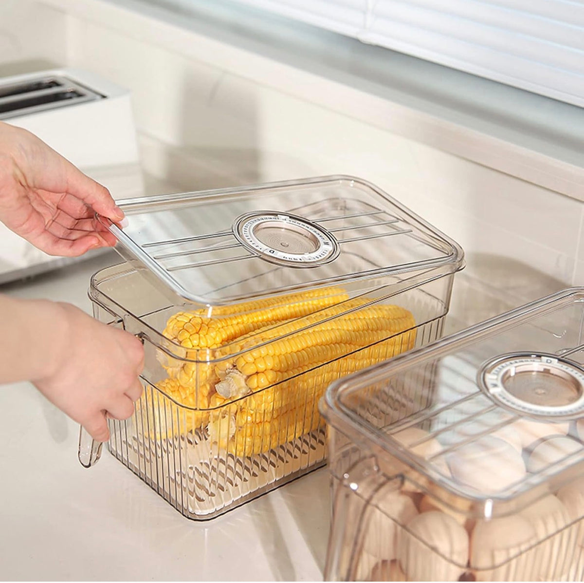 Acrylic fridge containers with handle & lid