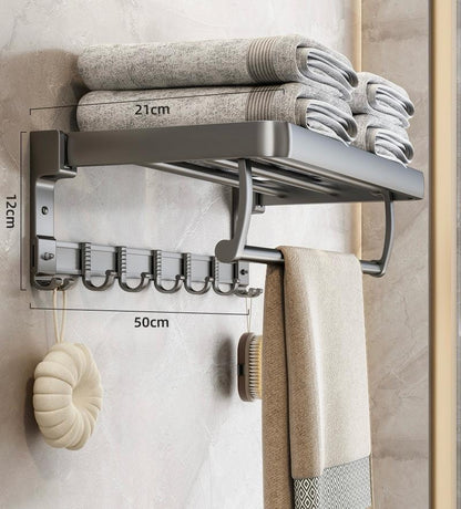 Heavy duty towel organizer with hanging hooks