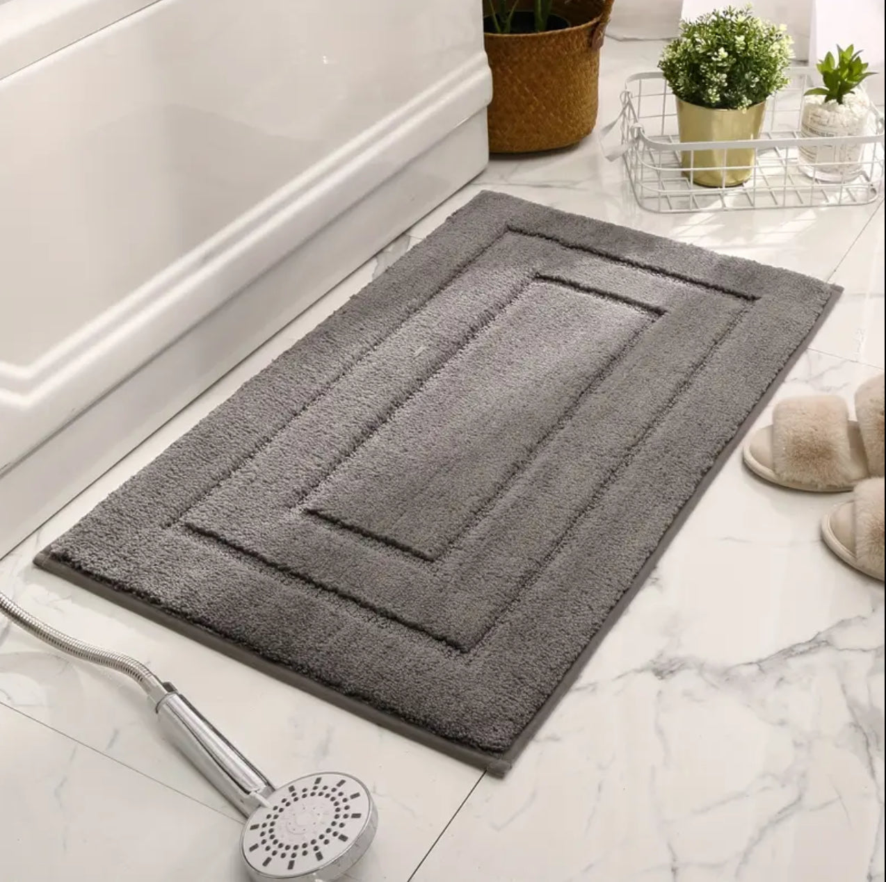 Flocking bathroom mats