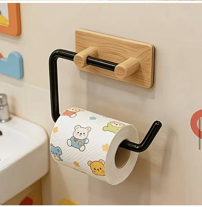 Wood Grain No-Drill Toilet Paper Holder