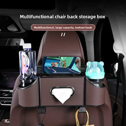 Multipurpose 7 in 1 vehicle/ car rear seat storage box with tissue cup holder