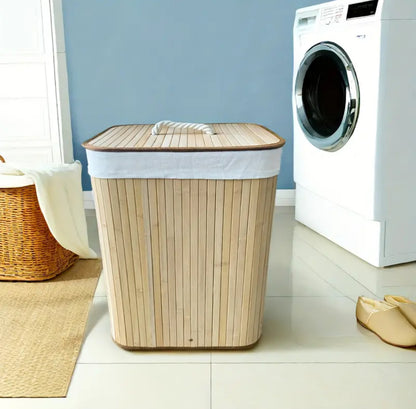 Eco-friendly bamboo laundry basket brown