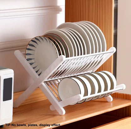 X Shape Foldable Dish Drainer Rack