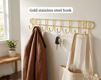 8 hook  Gold Stainless steel  rail
