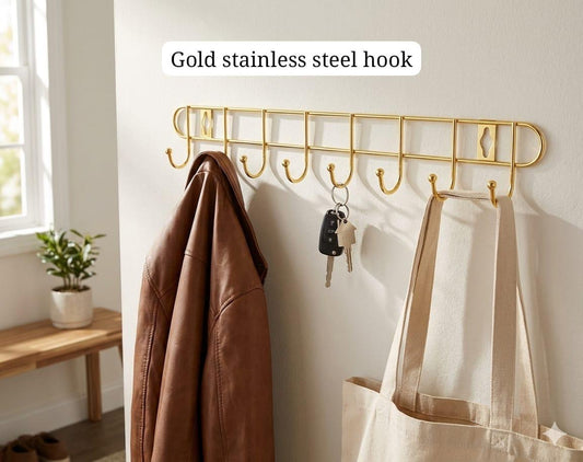 8 hook  Gold Stainless steel  rail