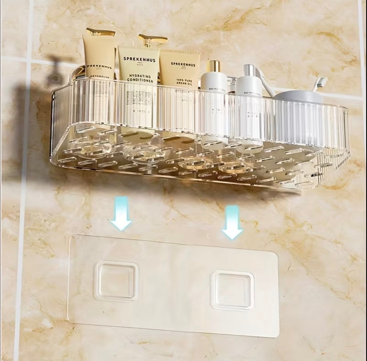 Acrylic wall mounted bathroom organizer