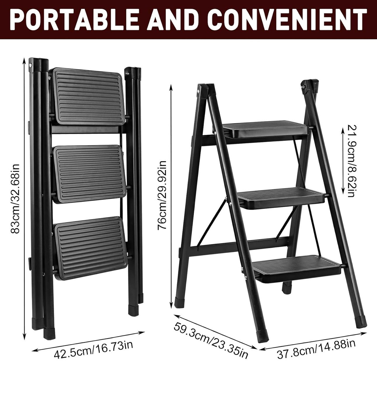 3 step folding household ladder