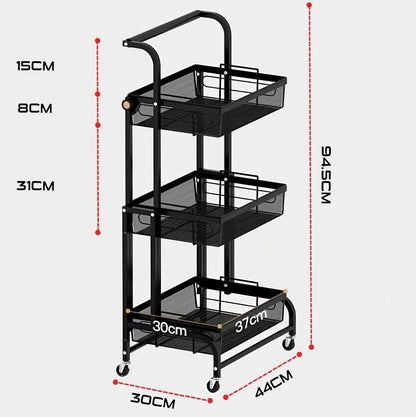 Three layer foldable metallic Rack