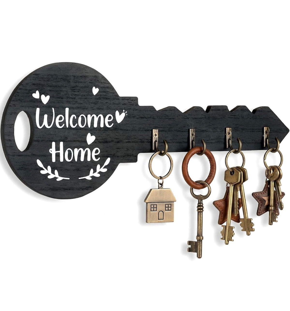 Wall mounted decorative wooden key organizer