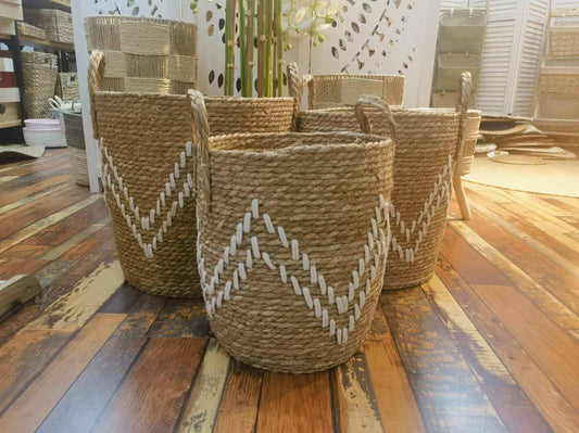 High Quality Set of 3 Stackable handmade baskets