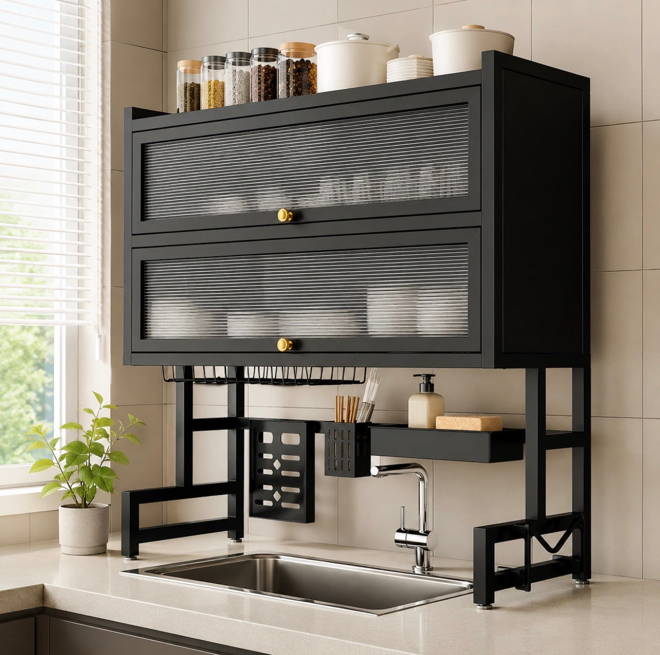 Double  Over the sink with Glass Acrylic Cover