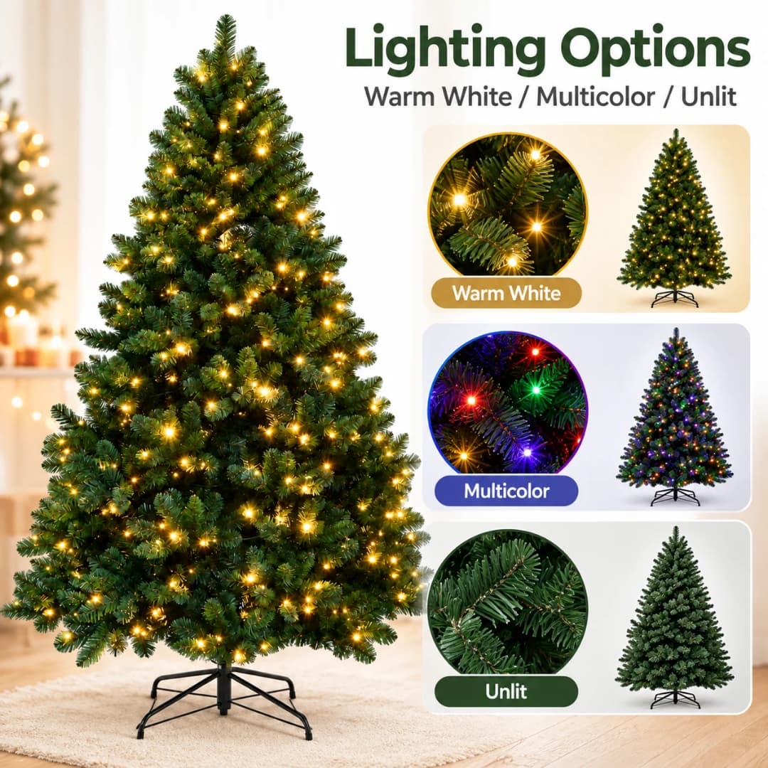 Premier Quality Large Pre-lit Green Christmas Trees
