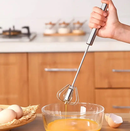 Stainless steel semi-automatic handheld whisk
