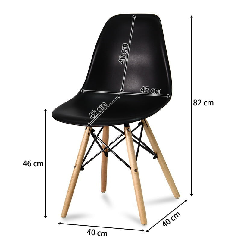 Modern black dining chair a with wooden legs