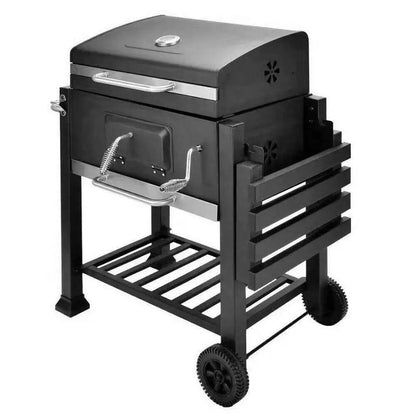 Outdoor Garden Barbecue Portable Grill Outdoor Large Charcoal Trolley Rectangular BBQ Grill