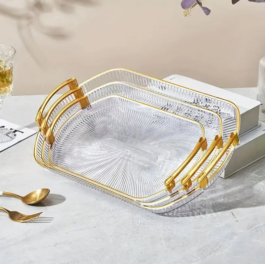 Acrylic trays with golden rim& handles