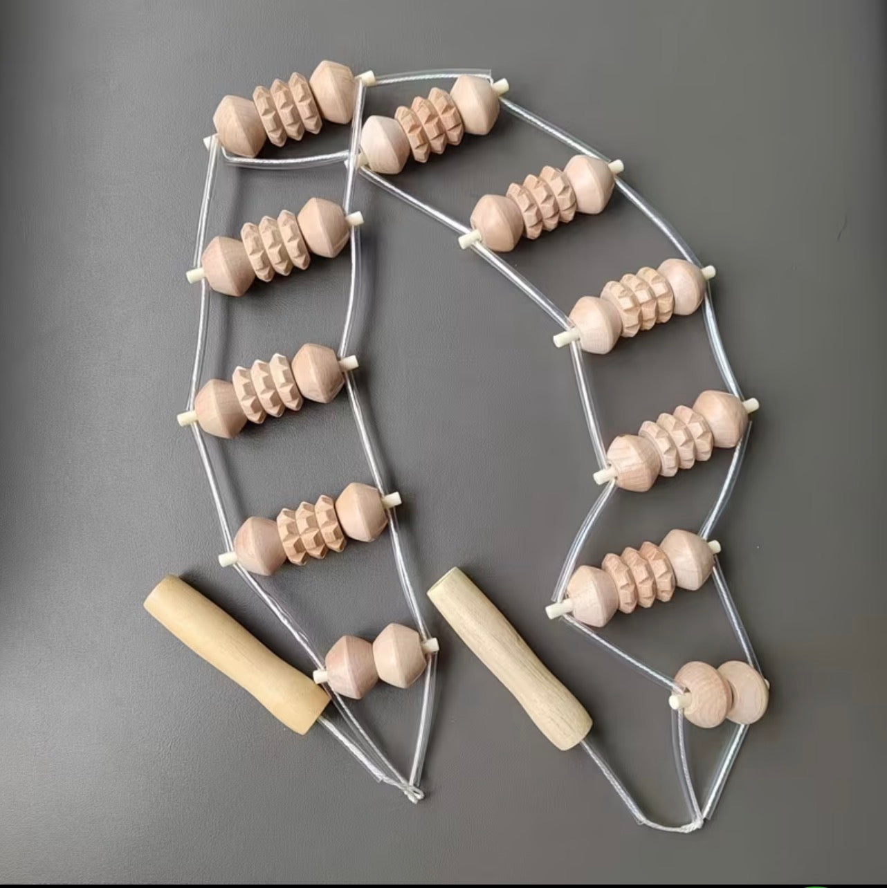 Wood Back Massage Roller Rope
