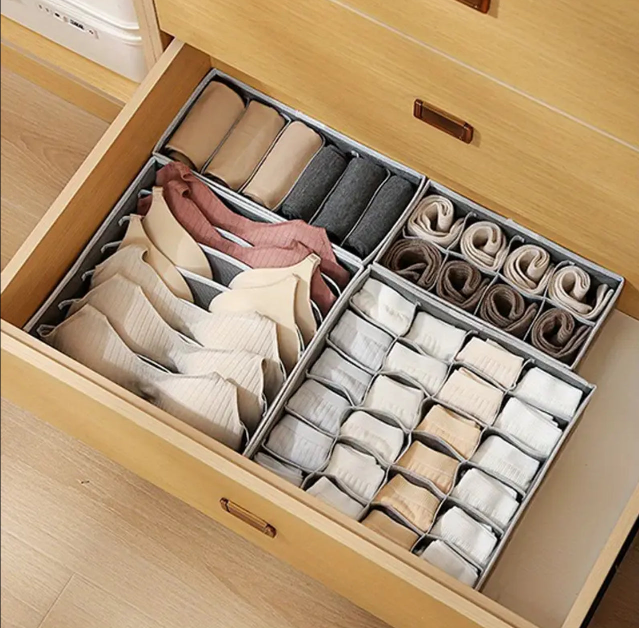 4 Pcs Undergarments Organizer Foldable Closet Dresser Drawer Organizer