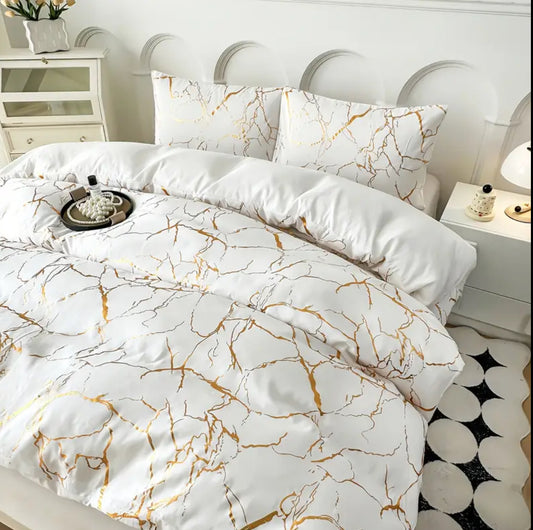 Luxury Gold Marble texture Foil style DUVET COVER Set