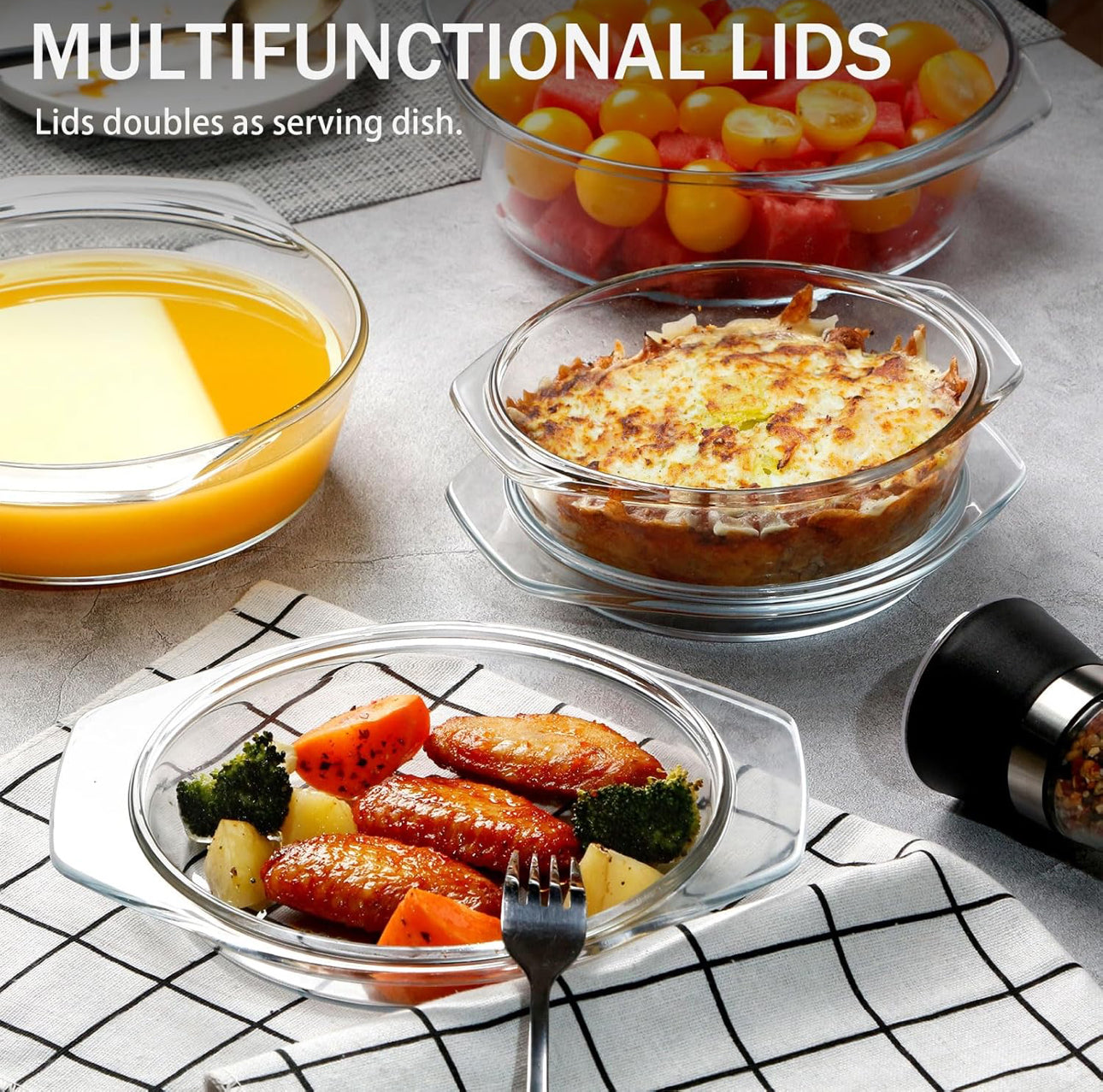 3 pcs Round Casserole set with Glass Lid