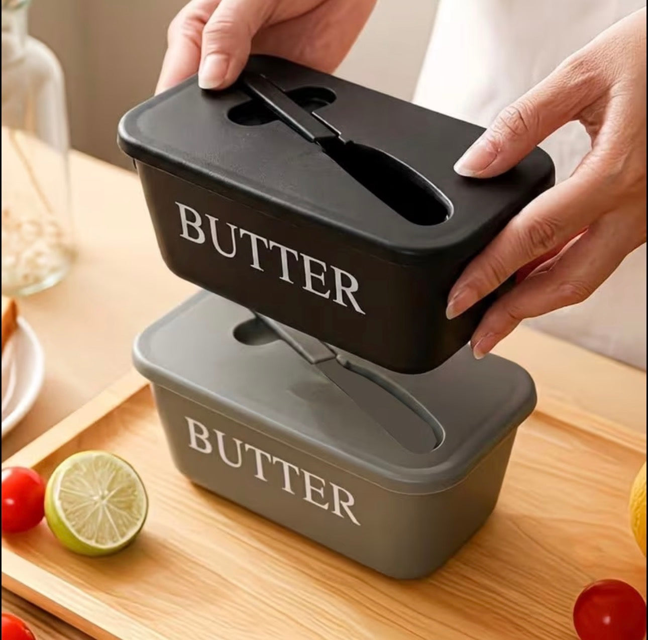 Butter Storage Box with Knife & Lid