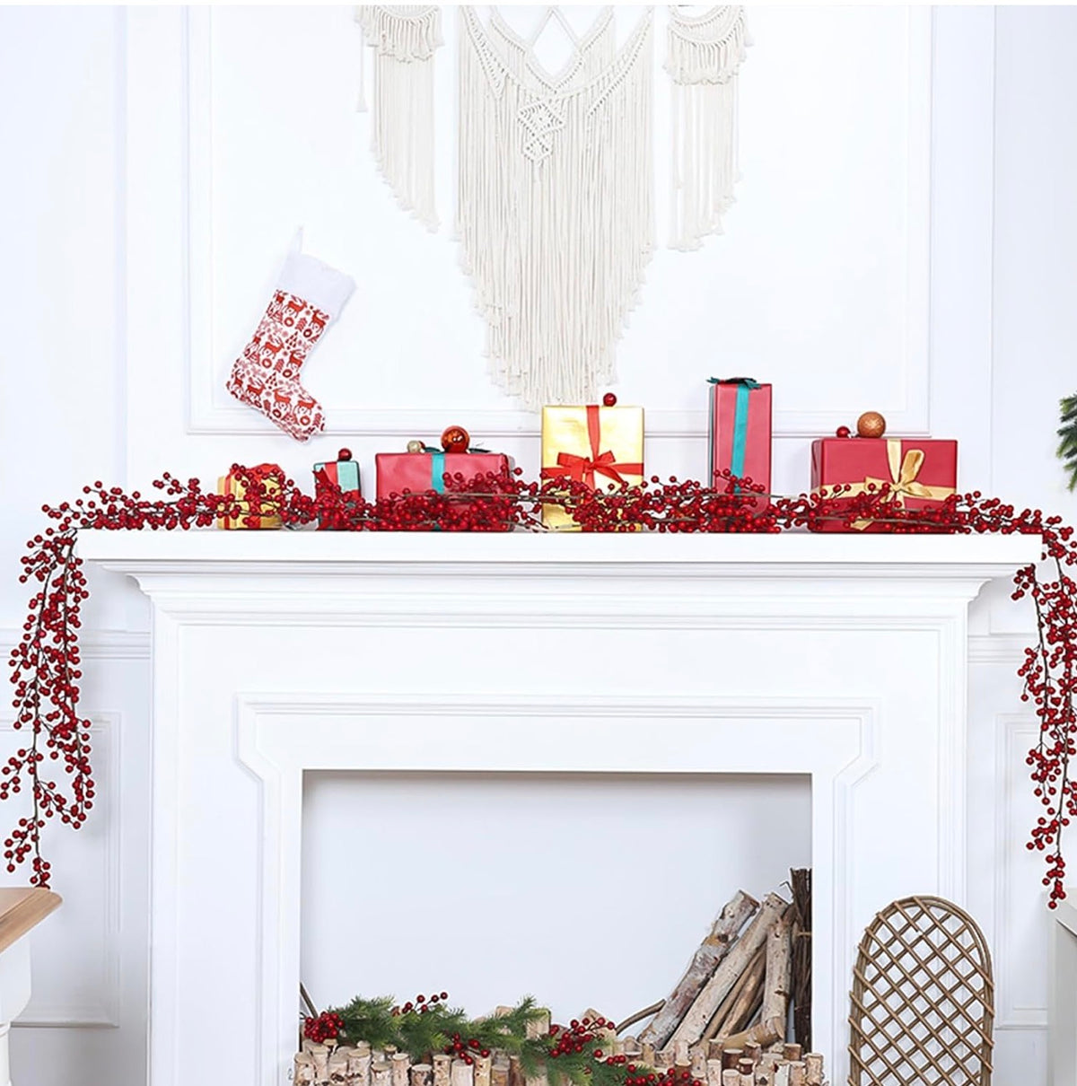 Artificial Red Berry Plants Christmas Garland