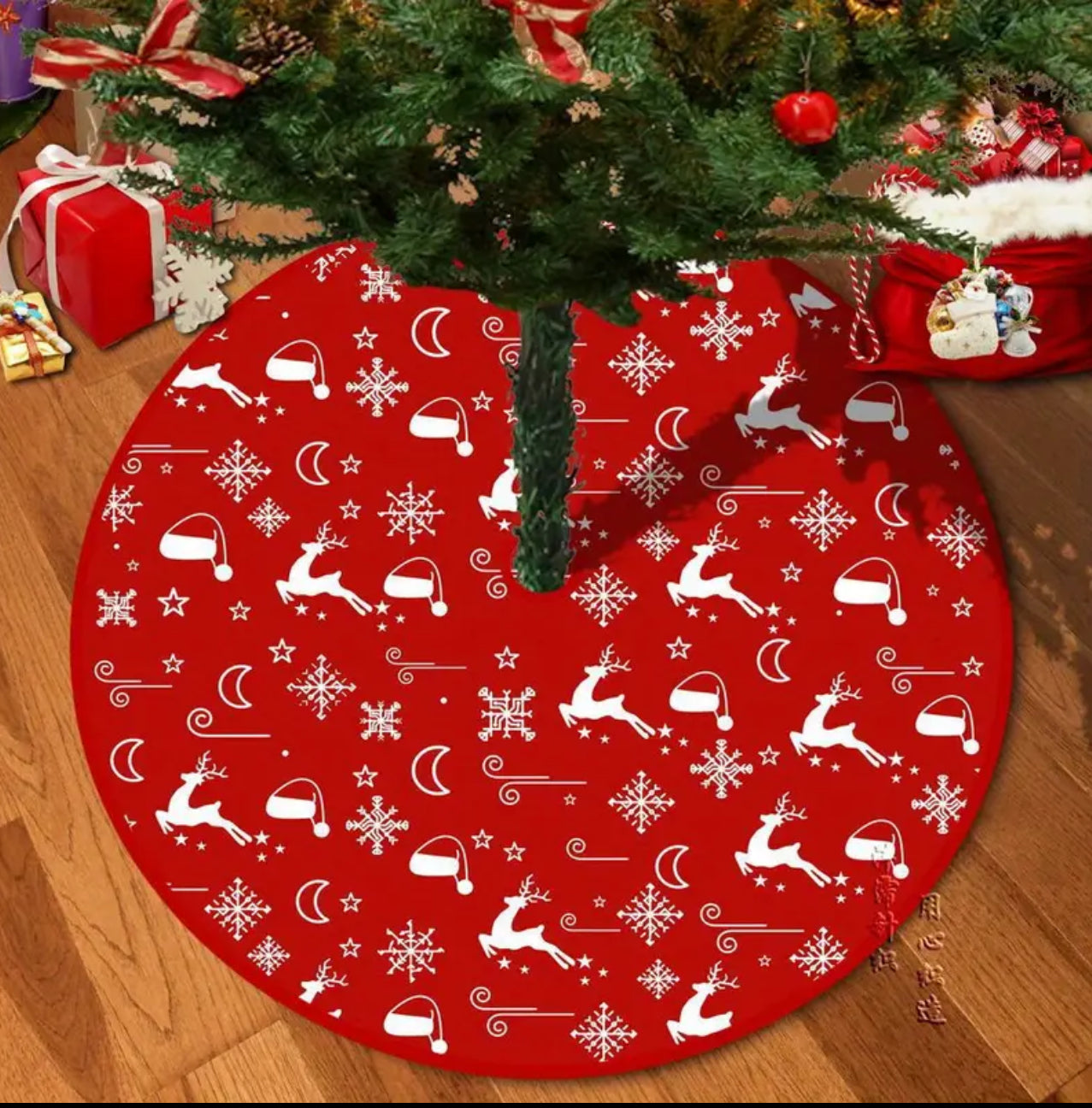 Christmas Tree Skirt Red Christmas Tree Foot Cover