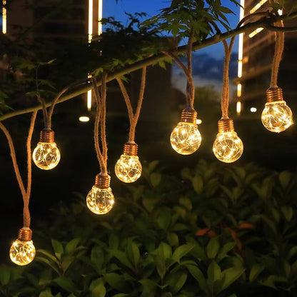 10M VINTAGE HEMP ROPE CHRISTMAS LIGHTS — USB + SOLAR | INDOOR & OUTDOOR