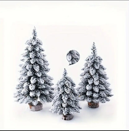 Pre-lit mini  snow flocked  christmas trees set