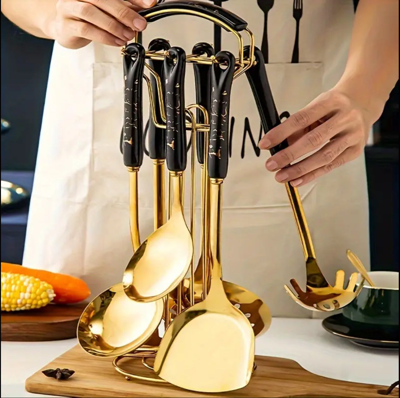 Stainless steel luxury serving spoon set