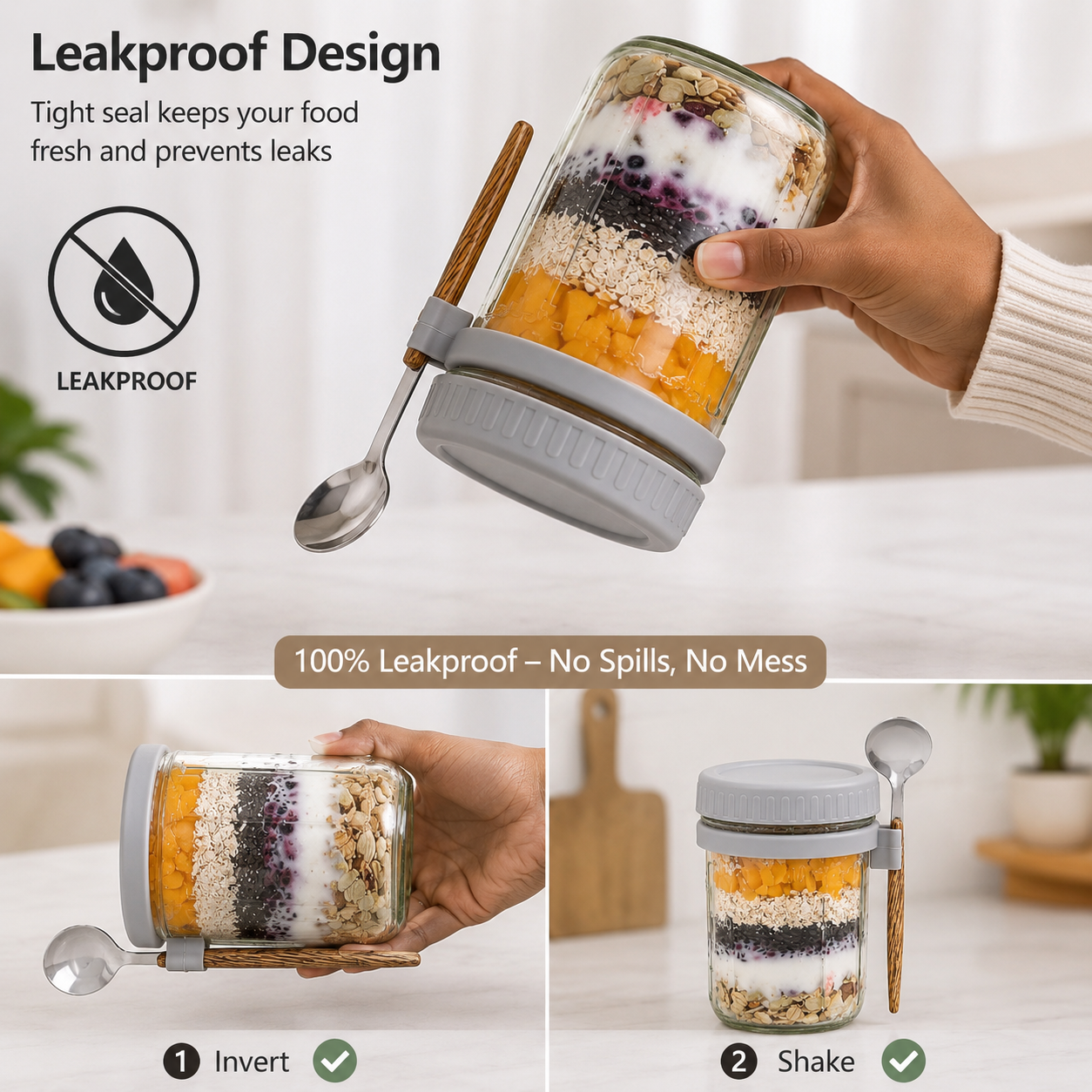 4pc set overnight oats jar