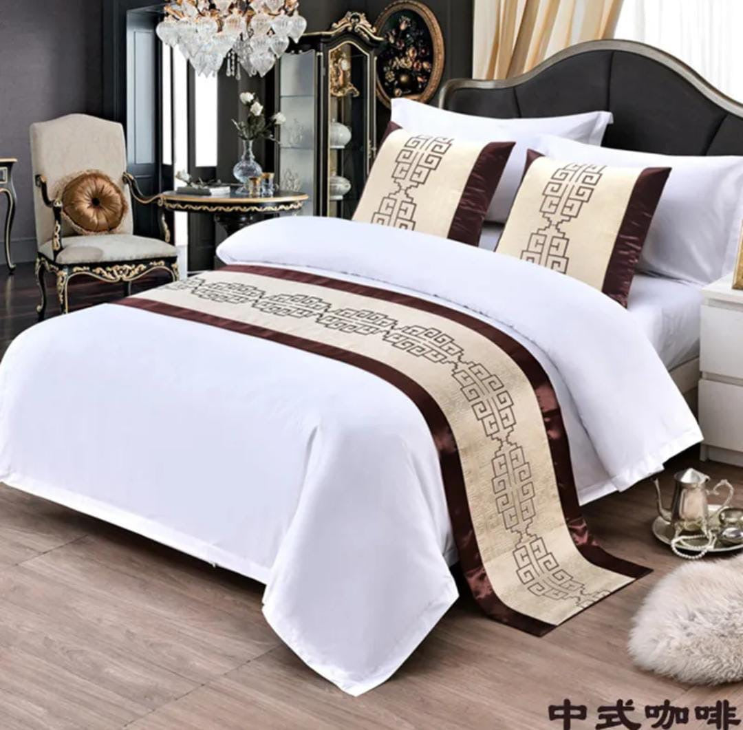 Premium High quality European Style Bed Runner Embroidered  Bedding Bed runner set