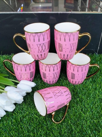 A set of 6pcs Classy Mugs with gold rim