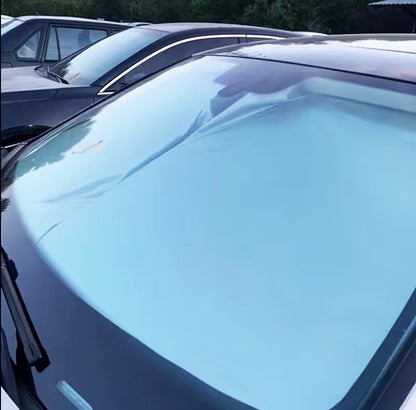 FOLDABLE CAR WINDSHIELD SUN SHADE WITH STORAGE POUCH