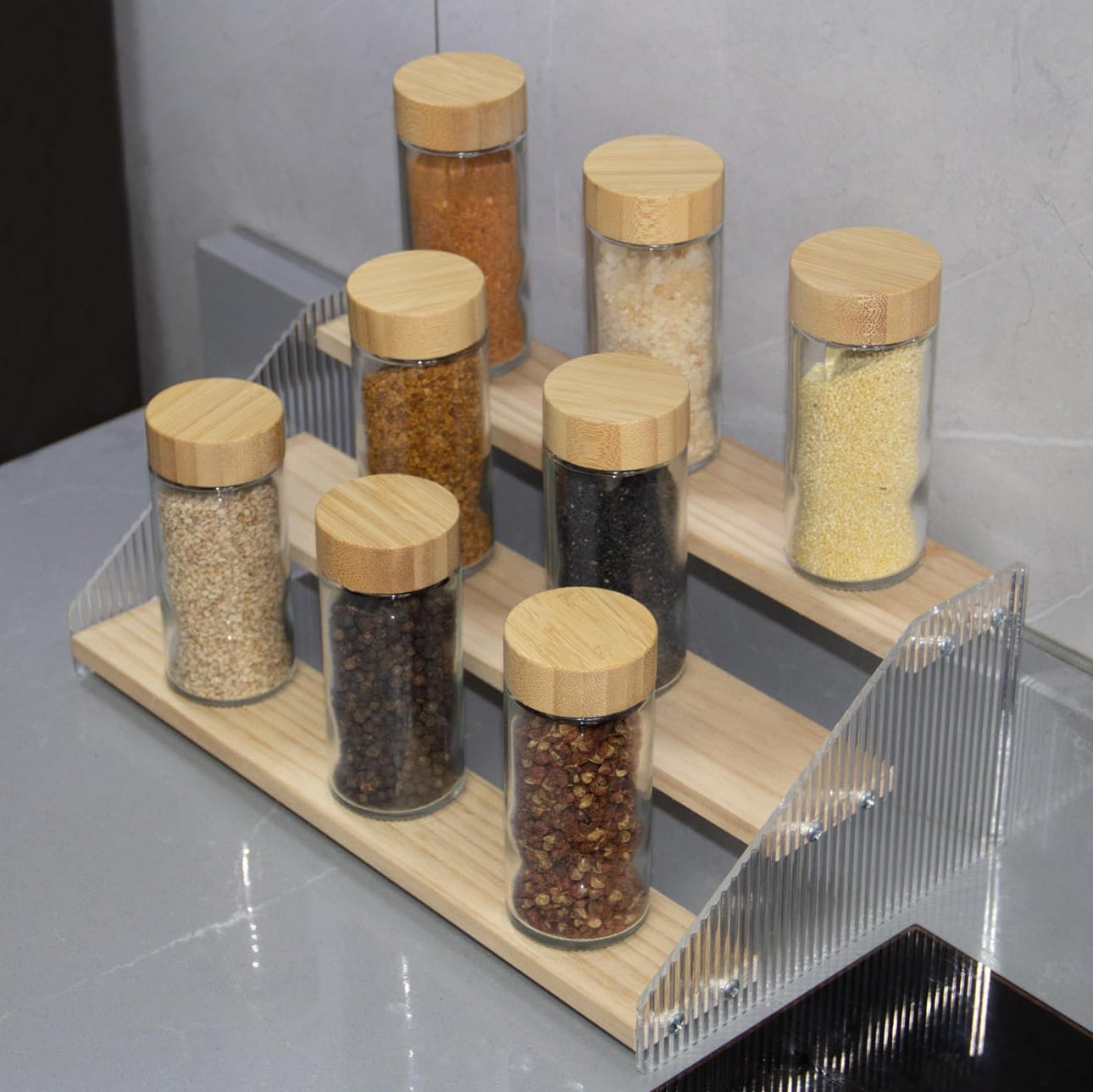 3 Tier Bamboo and Acrylic multi purpose stand – Luxury Homes Collections
