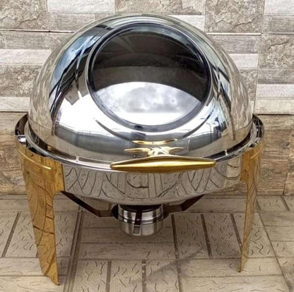 6ltr stainless steel Roll-top chaffing dishes with gold stand