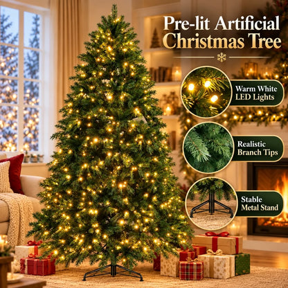 Premier Quality Large Pre-lit Green Christmas Trees