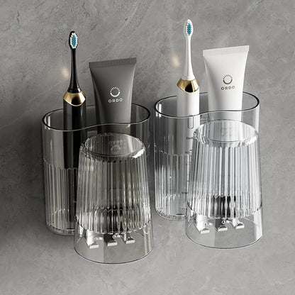 Toothbrush holders with gaggle cup.