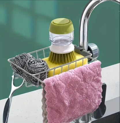 Stainless steel faucet rack / sink tidy with towel rack