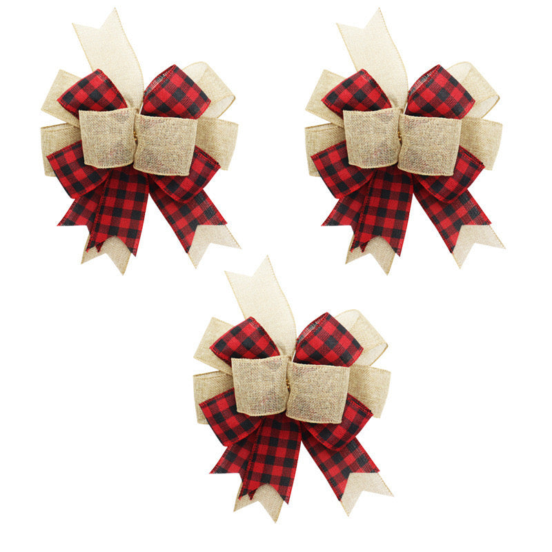 Christmas black and white plaid bow