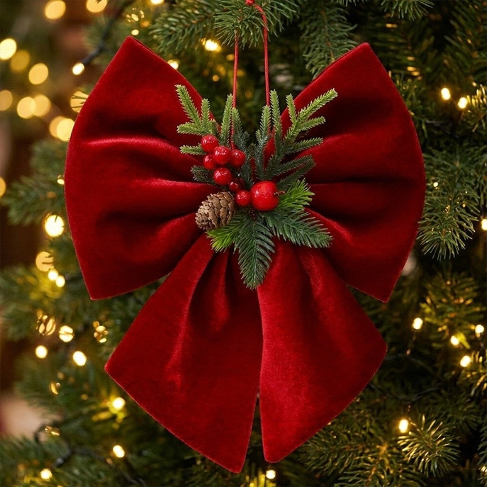 Wine Red Christmas Tree Bow Ornament