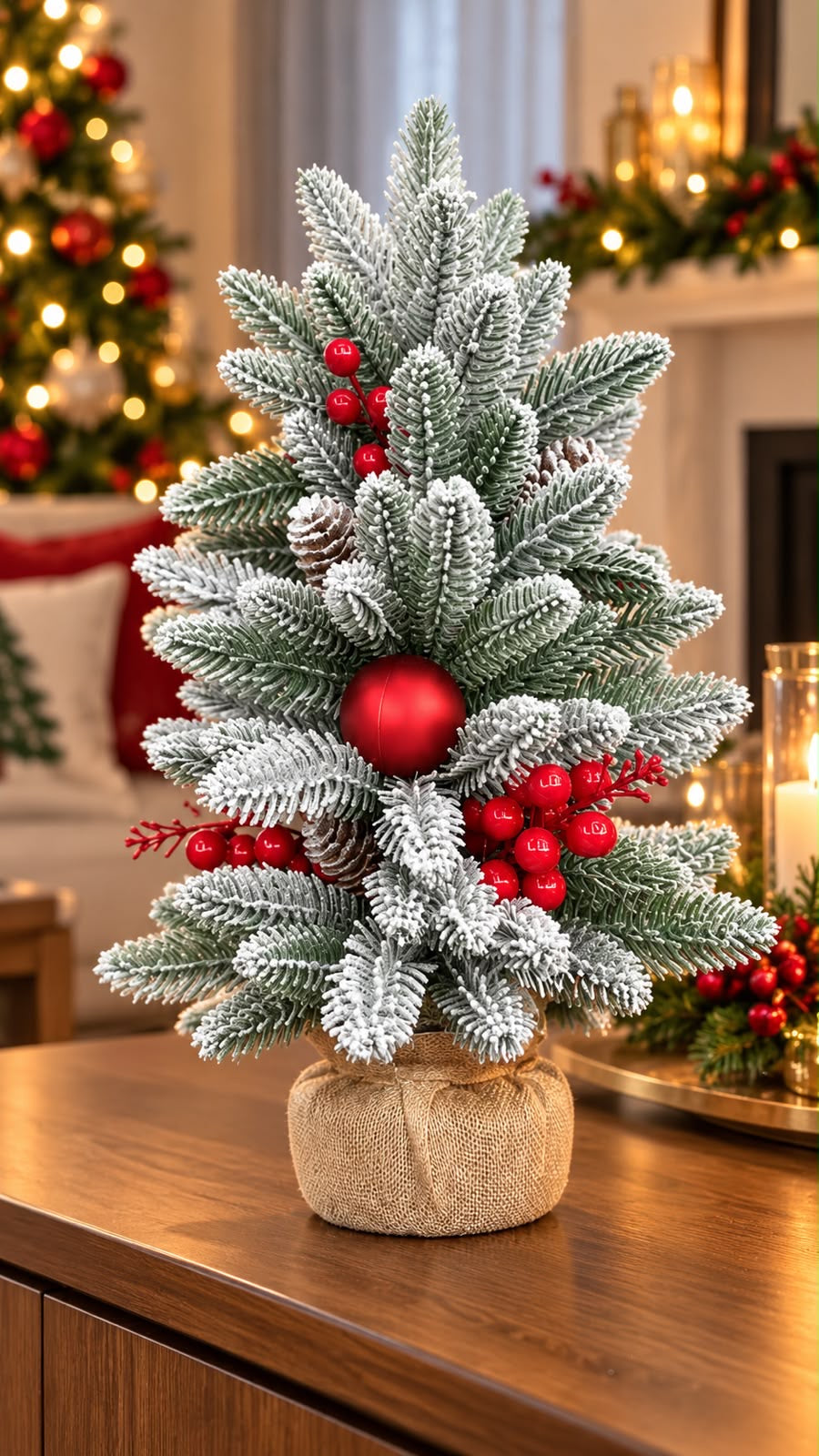 Decorated Snow-Dusted Christmas Trees
